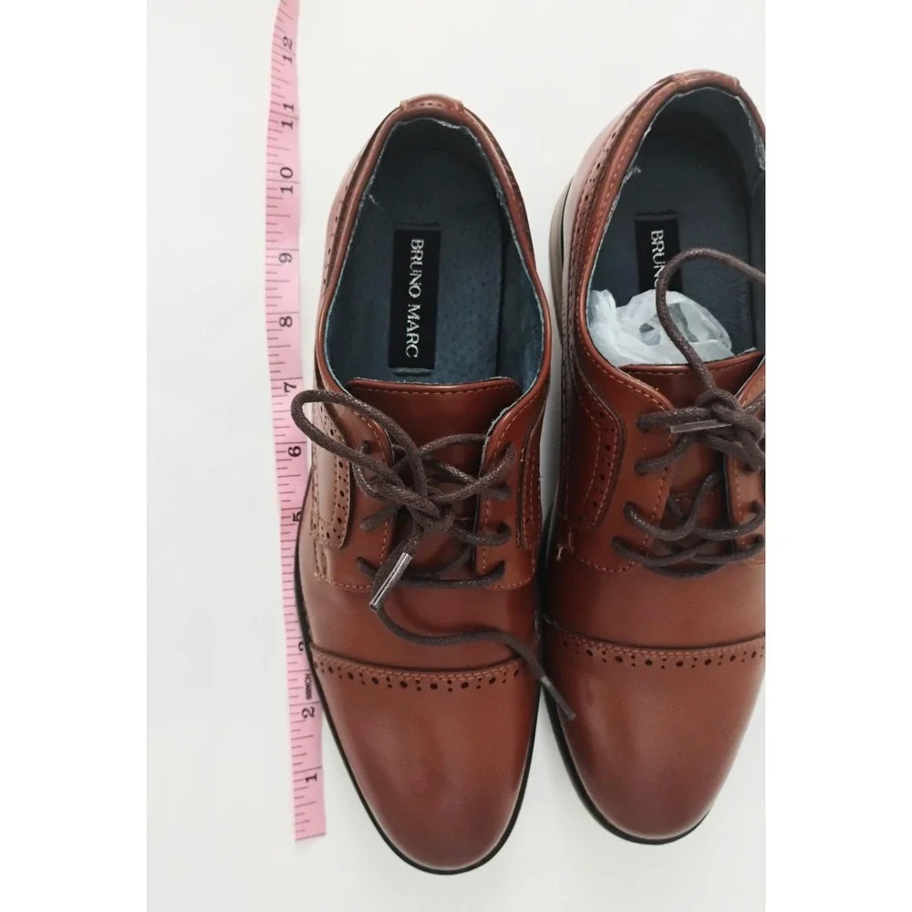 Bruno Marc Oxford Shoes Boys Size 5Y Brown Prince_K1 Cap Toe Brogue Dress Shoes